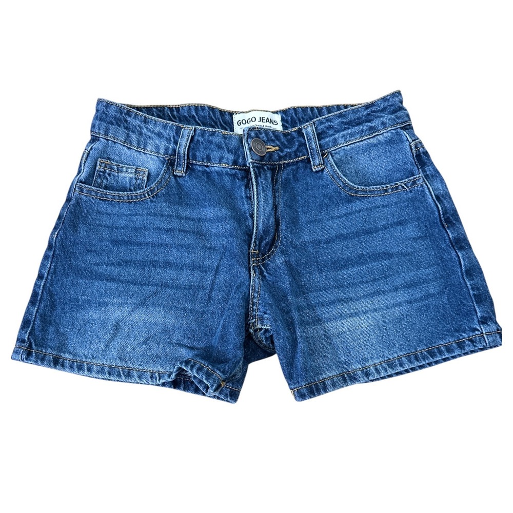 Gogo Jeans Womens High Rise Denim Shorts Medium Wash Blue See Measurements